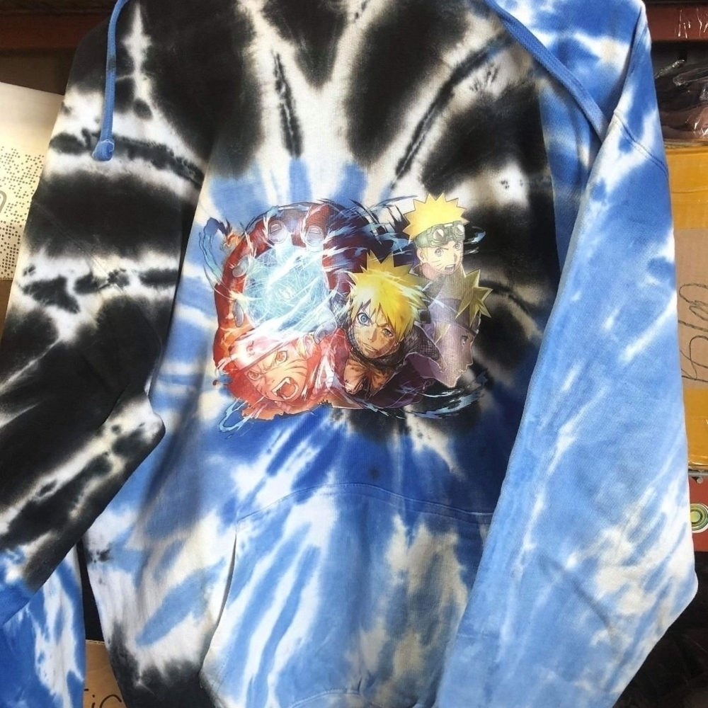 Naruto Blue and Black Tie-Dye Anime Hoodie
